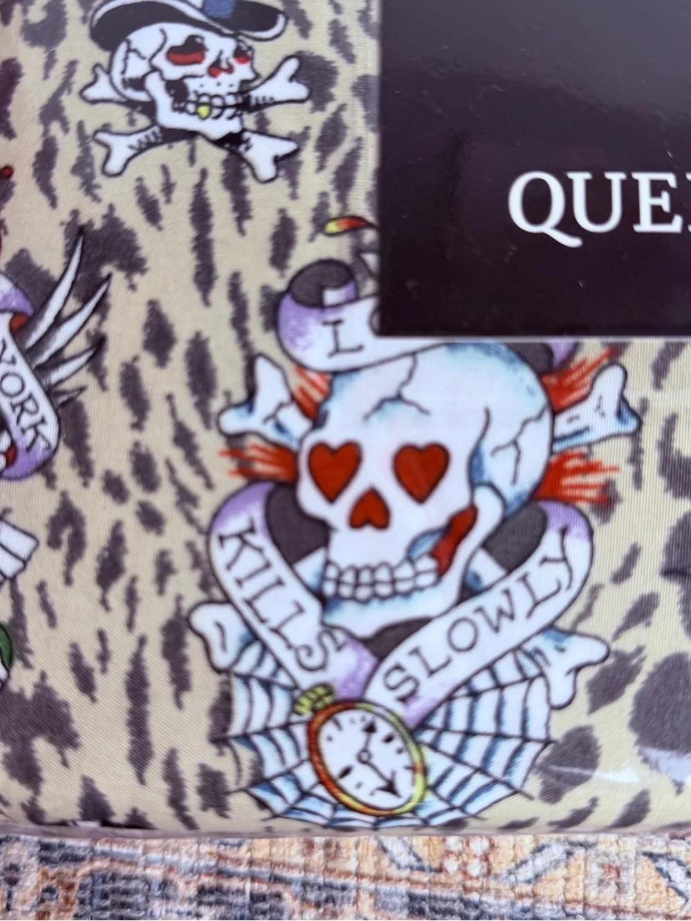 Ed Hardy Leopard Skull & Tiger Queen Sheet Set in Beige, Black, Red
